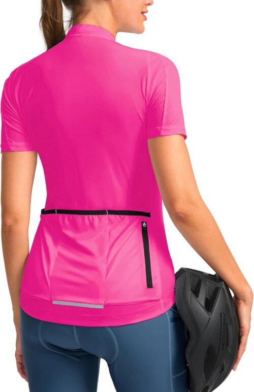 Women's Cycling Jersey Short Sleeve Bike Shirts Full Zipper Bicycle Biking Tops with Pockets Road Mountain Riding