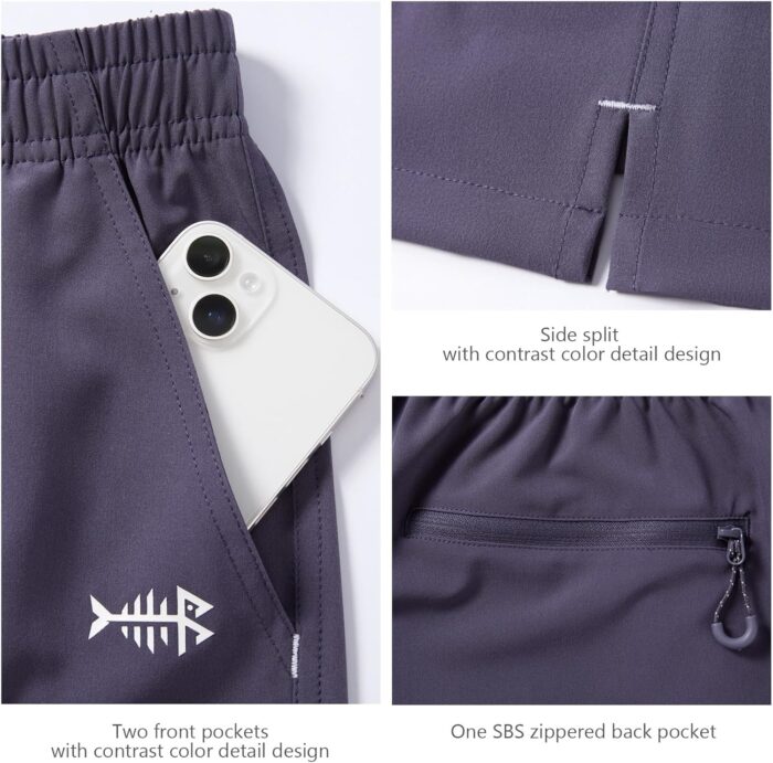 BASSDASH Men’s 7” Fishing Shorts UPF 50+ Lightweight Water Resistant Quick Dry for Hiking with Zipper Pocket FP06M - Image 5