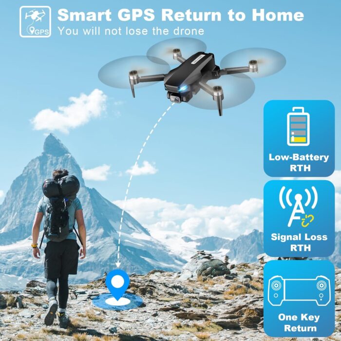 GPS Drone with Camera for Adults, 2K HD FPV Drones with Auto Return, Follow Me, Circle Fly, Waypoint Fly, Stable Hover, Brushless Motor, Foldable 5G Transmission FPV Quadcopter - Image 2