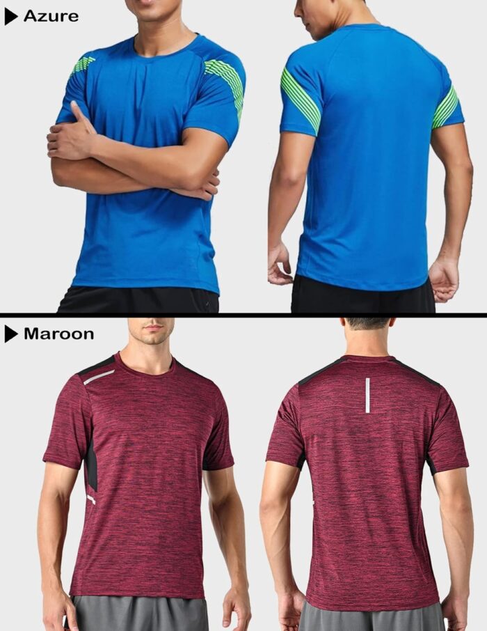 5 Pack Men’s Active Quick Dry Crew Neck T Shirts | Athletic Running Gym Workout Short Sleeve Tee Tops Bulk - Image 5