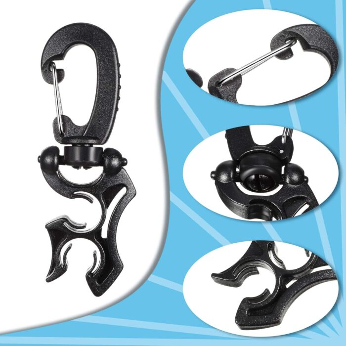 Weewooday 3 Pieces Diving Hose Holder Clip Scuba Accessories Diving Double BCD Hose Clip with Snap Hook Buckle for Snorkeling Accessories - Image 5