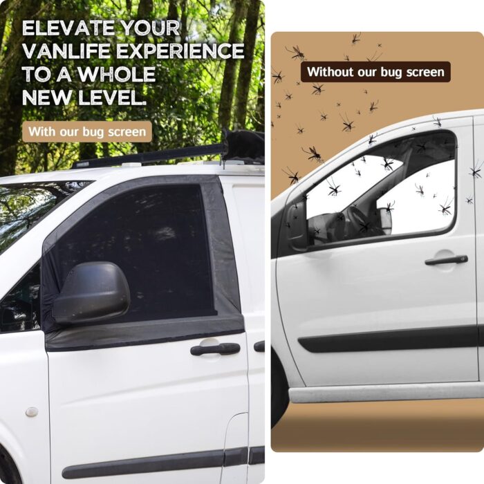 Living in a Bubble Magnetic Bug Screen for Front Doors (Pair), Universal Size for Sprinter, Metris, Ford Transit, and Other Vans & Cars - Car Living Essentials & Van Life Accessories - Image 4