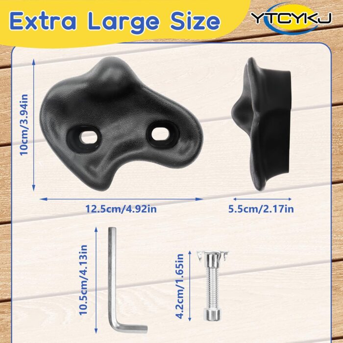 10PCS Rock Climbing Holds for Kids Climber,𝗘𝘅𝘁𝗿𝗮 𝗟𝗮𝗿𝗴𝗲 Adult Rock Climbing Stones,Indoor and Outdoor Rock Wall Climbing Kit with Mounting Hardware for Playground PlaySet Building - Image 2
