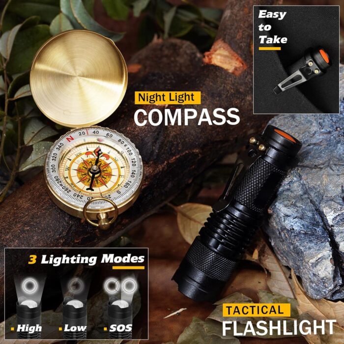 Survival Kit 14 in 1, Survival Gear and Equipment, Gifts for Men Dad Husband Him, Outdoor Fishing Hunting Camping Anniversary Birthday Gift Ideas for Him Teenage Boy Women - Image 2
