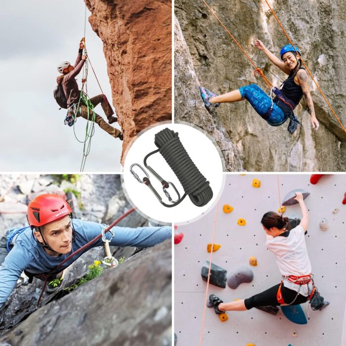 Climbing Rope, 12 mm Static Climbing Rope, 32FT(10M) 65FT(20M) 100FT(30M) 164FT(50M) Outdoor Rock Climbing Rope, Escape Rope, Rappelling Rope, Fire Rescue Parachute Rope - Image 5