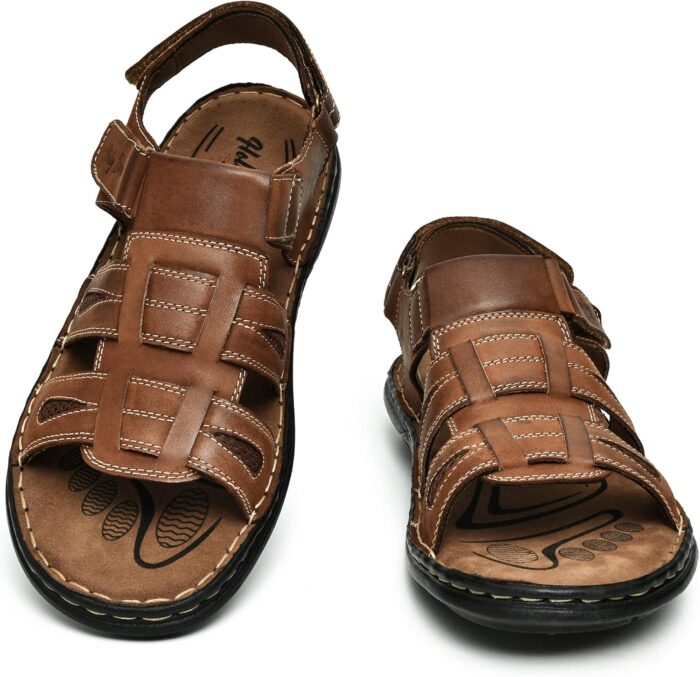Holy dove Men's Sandals Open Toe Leather Fisherman Sport Hiking Outdoor Casual Summer Sandals Shoes for Men - Image 7