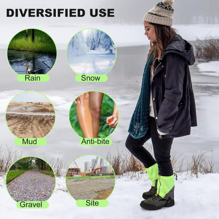 Waterproof Gators for Hiking Boots and Shoes Lightweight Adjustable Leg Gaiters for Men Women Gaiters for Hiking Snowshoeing - Image 6