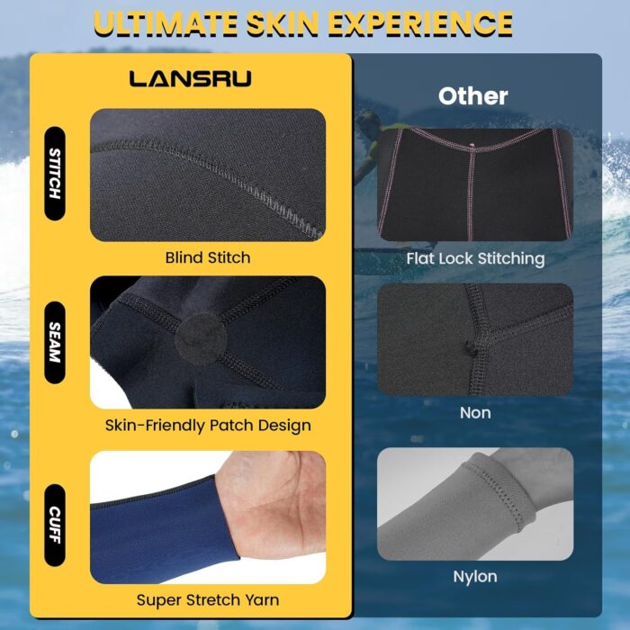 Wetsuit, 5/4mm Upgrade CR Neoprene Wetsuits for Men and Women, Ideal Thermal Wet Suit in Cold Water, Front Zip for Surfing Snorkeling Diving Swimming - Image 4