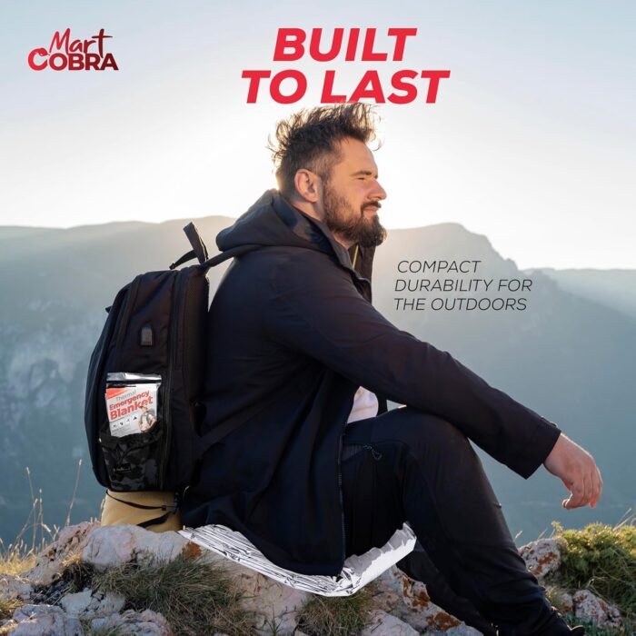 Mart Cobra Emergency Blanket 100-Pack | Reflective Thermal Blanket | Survival Gear | Lightweight Mylar Blankets | Retains 90% Body Heat | Essential for Camping, First Aid, Homeless Care Package Bulk - Image 4