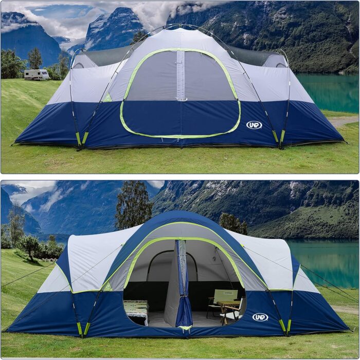 UNP Camping Tent 10-Person-Family Tents, Parties, Music Festival Tent, Big, Easy Up, 5 Large Mesh Windows, Double Layer, 2 Room, Waterproof, Weather Resistant, 18ft x 9ft x78in - Image 5