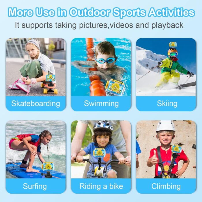 GKTZ Kids Camera - Waterproof Underwater Camera for Kids, Christmas Birthday Gifts for Boys Age 3-12, 1080P HD Children Digital Action Camera, Pool Toys for Kids Age 4-12 - Image 6