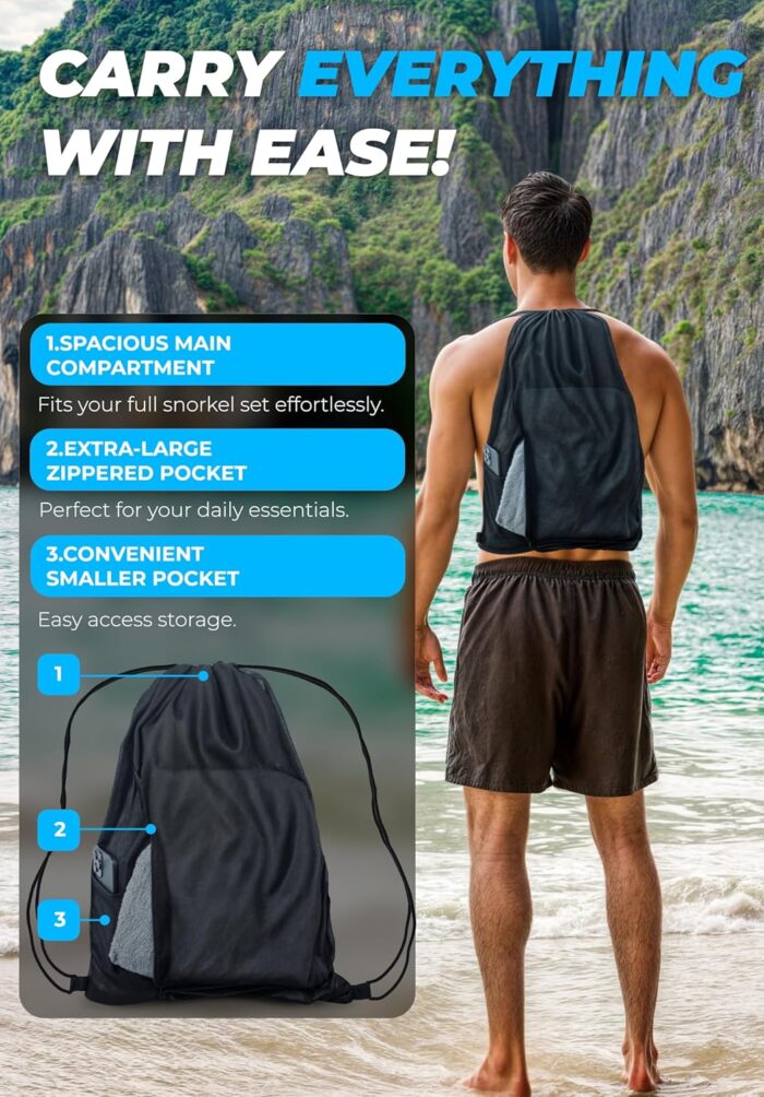 COZIA DESIGN Snorkeling Gear for Adults with Fins - Full Face Snorkel Mask and Swim Fins, 180° Panoramic View Snorkel Mask, Anti Fog and Anti Leak Adult Snorkel Set - Image 2