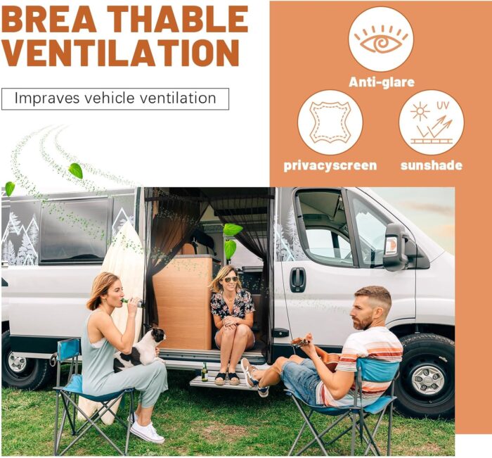 Van Bug Screen High Roof Mosquito Bug Net for Camping Screen Universal Size Mosquito Net Center Zipper Closure with Zipper Van Camping(Large, 83 x 60 Inch) - Image 5