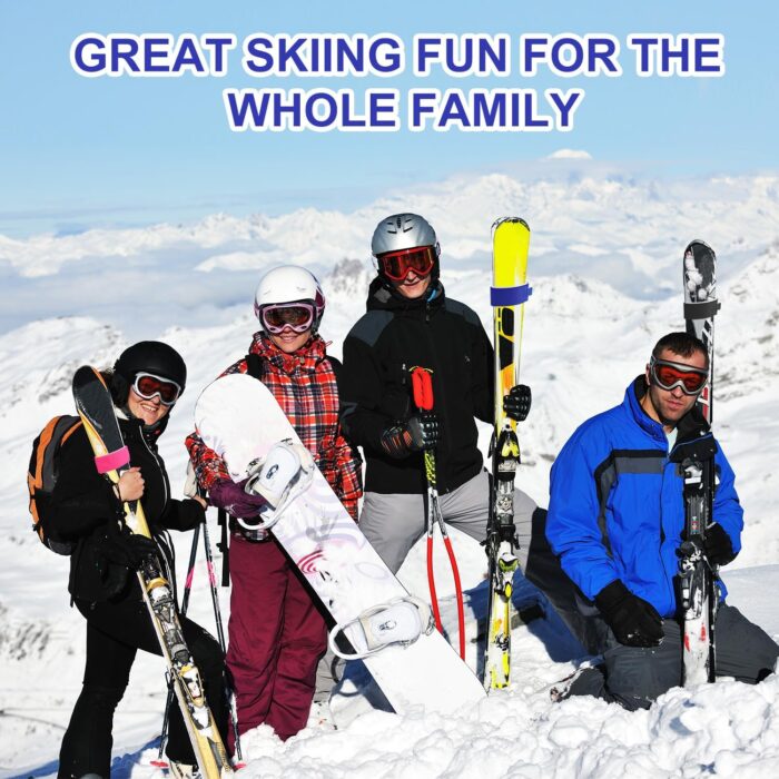 6pcs Ski Fastener Straps, Adjustable Ski Wraps Straps Ski Fastener Tape Ski Storage Ties with Protective Pad for Winter Sports Accessories (Rose Red, Blue, Black) - Image 6