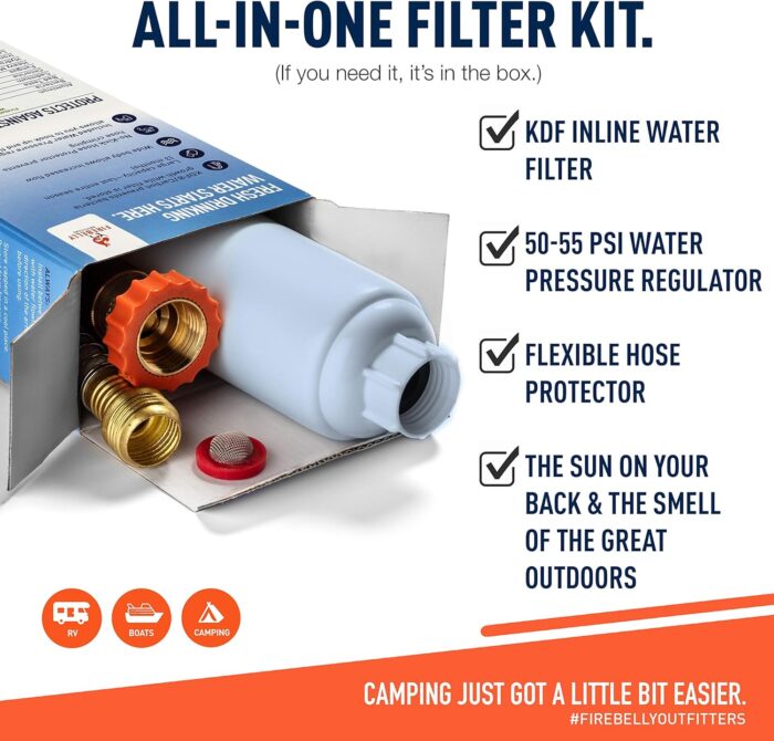 Firebelly Outfitter RV Water Filter, Pressure Regulator Kit - RV Essentials, Camper Accessories for Inside/Outside - Camping Must Haves - Inline Fresh Drinking Hose Filtration System Supplies - Image 2
