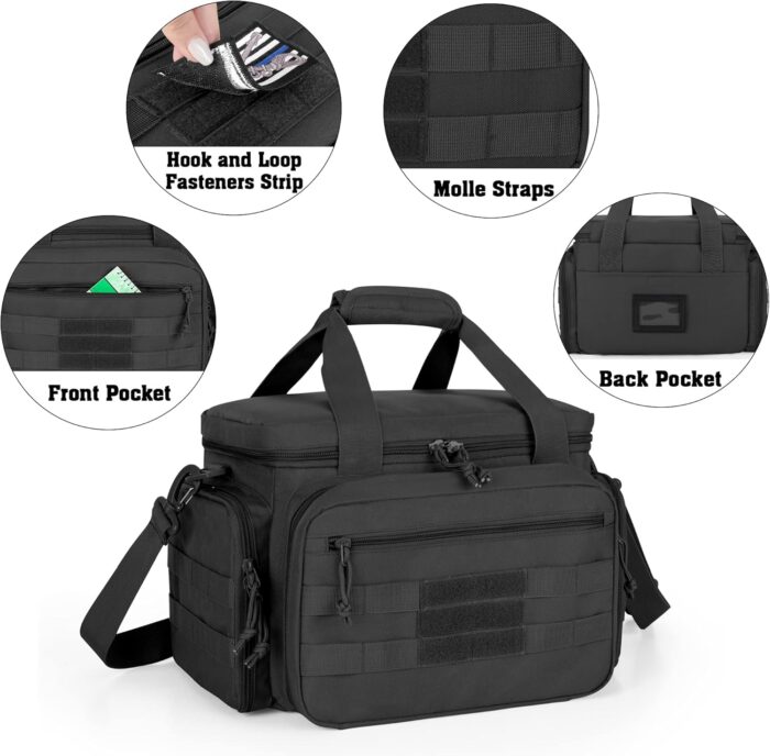 DSLEAF Tactical Gun Range Bag for 4 Handguns, Pistol Shooting Range Bag with 6X Magazine Slots and Extra Pockets for Ammo and Essentials - Image 5