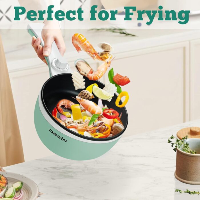 Dezin Hot Pot Electric Upgraded, Non-Stick Sauté Pan, Rapid Noodles Electric Pot, 1.5L Mini Portable Hot Pot for Steak, Egg, Fried Rice, Ramen, Oatmeal, Soup with Power Adjustment - Image 2