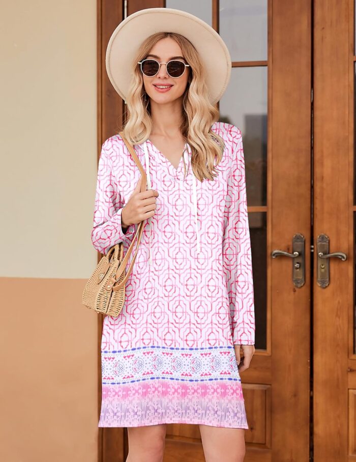 HOTOUCH Womens UPF 50+ Cover-Up Dress Beach SPF Sun Protection Long Sleeve Shirts Dress Lightweight Athletic UV Hoodie - Image 3