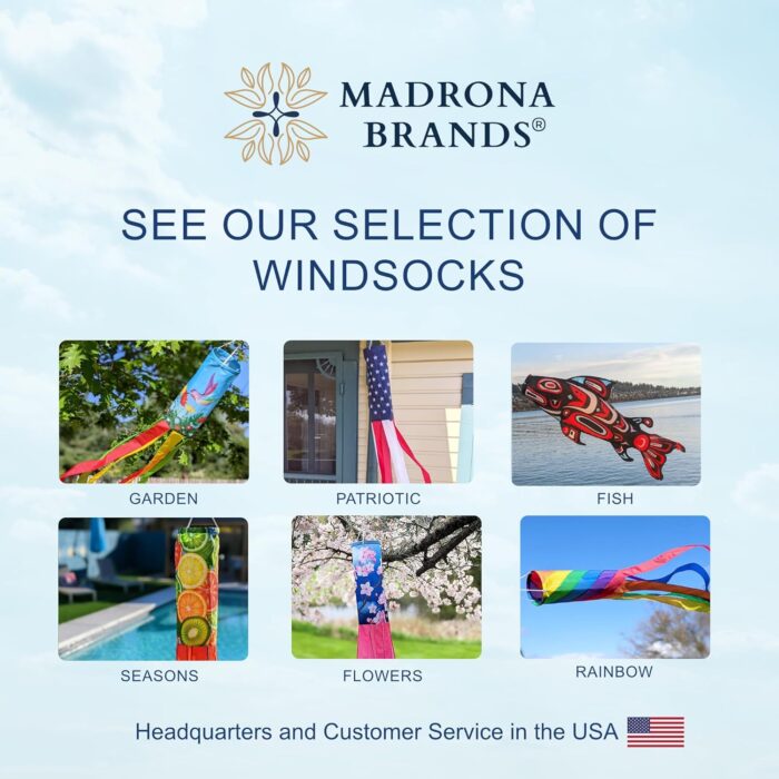 Madrona Brands Patriotic USA American Fish Windsock | Durable Outdoor Hanging Wind Flag Decoration | Boat, Deck, Dock, Patio, Lake | 40-Inch - Image 7