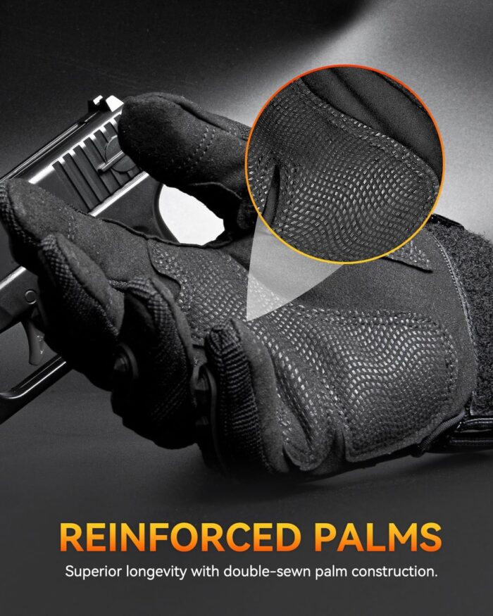 Tactical Gloves for Men and Women, Motorcycle Gloves Black Touchscreen with Hard Shell for Airsoft, Paintball, Motocross, Hunting, Shooting, Camping, ATV Riding, Outdoor Sports, Work - Image 3