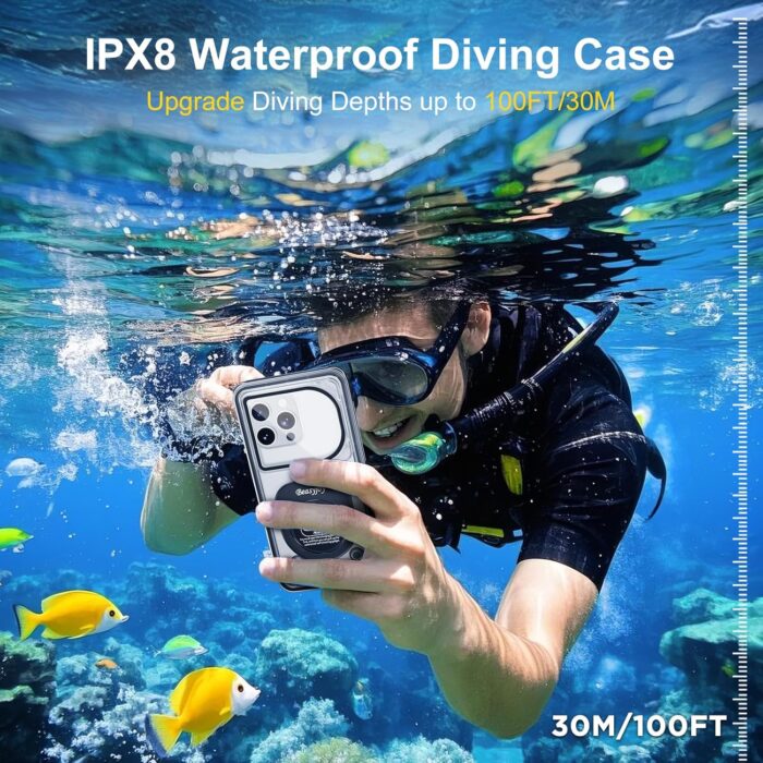 Beasyjoy Waterproof Phone Case, Underwater Phone Case for Snorkeling, Universal IPX8 Diving Case with Lanyard Up to 6.9" for iPhone 16/15/14/13/12 Pro Max, Samsung S24/S23/S22/Google/Moto - Black - Image 2