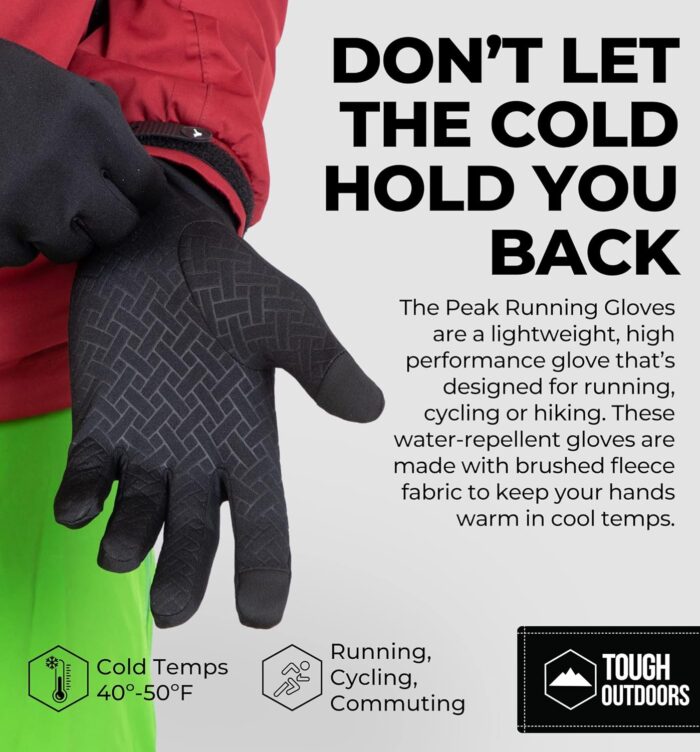 Tough Outdoors Running Gloves - Touch Screen Ski Glove Liners - Men's Winter Gloves - Glove Liners for Cold Weather - Image 2