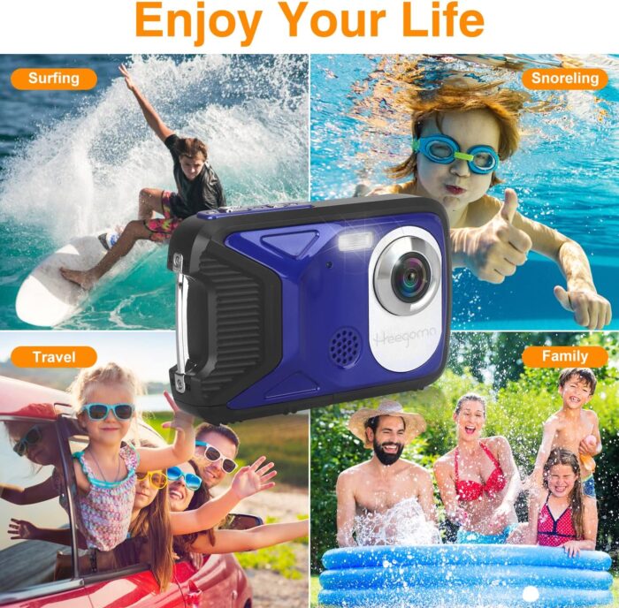 Waterproof Digital Camera,17 FT Underwater Camera 2.8" LCD HD1080P 30MP Kids Video Camcorder with 32G Card and Rechargeable Battery,Point and Shoot Camera for Kids Teenagers Students Gifts Blue - Image 5