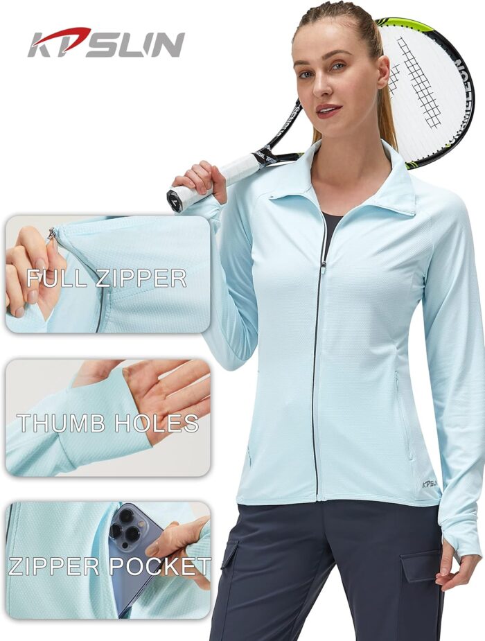 Women's UPF 50+ UV Sun Protection Clothing Long Sleeve Athletic Hiking Shirts Lightweight SPF Zip Up Outdoor Jacket - Image 5