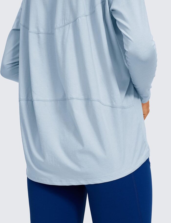 CRZ YOGA Pima Cotton Long Sleeve Workout Shirts for Women Loose Fit Athletic Yoga T-Shirts Casual Boat Neck Fall Tops - Image 3