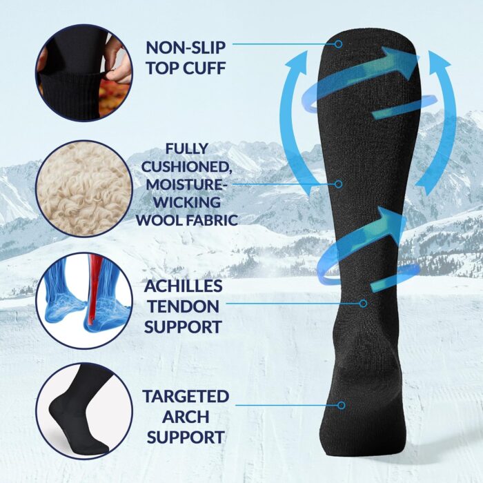 SB SOX Merino Wool Ski Socks for Men Women & Kids (2 Pairs) - Warm Thermal Socks for All-Day Winter Wear - Image 5