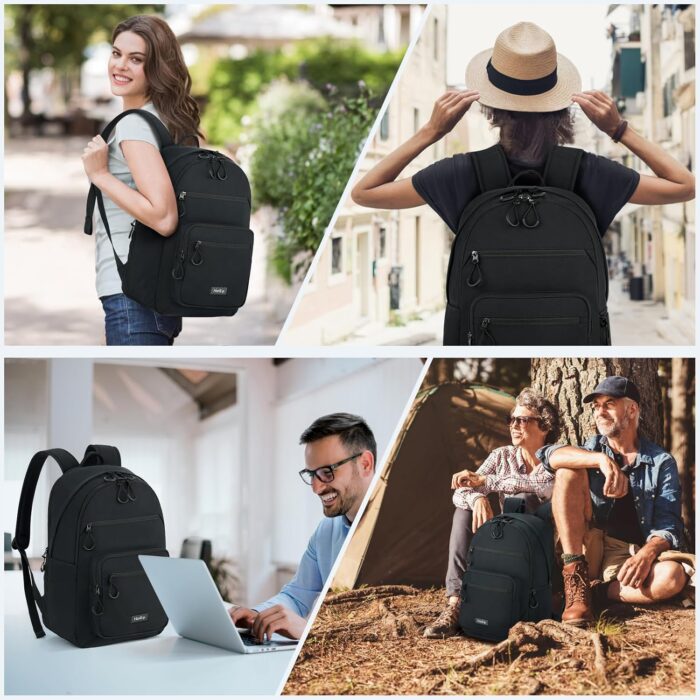 Travel Backpack for Women Men, 28L Lightweight Backpacks for Gym Nurse Work, Airplane Approved Carry On Personal Item Daypack Bookbag with 11 Pockets (Black) - Image 7
