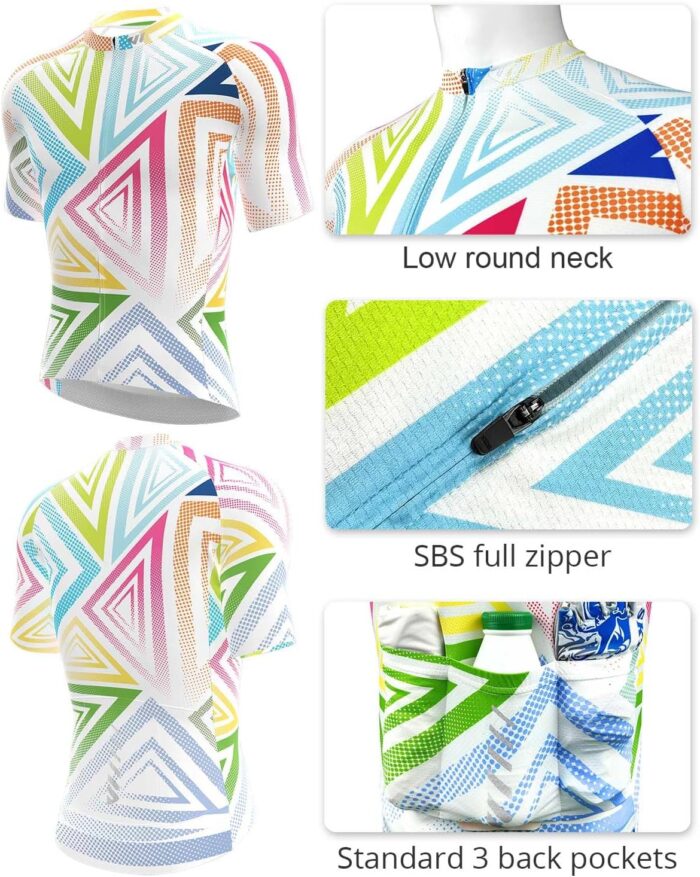 Wulibike Men's Cycling Jerseys Short Sleeve Bike Biking Shirts Full Zip with Pockets Road Bicycle Clothing - Image 4
