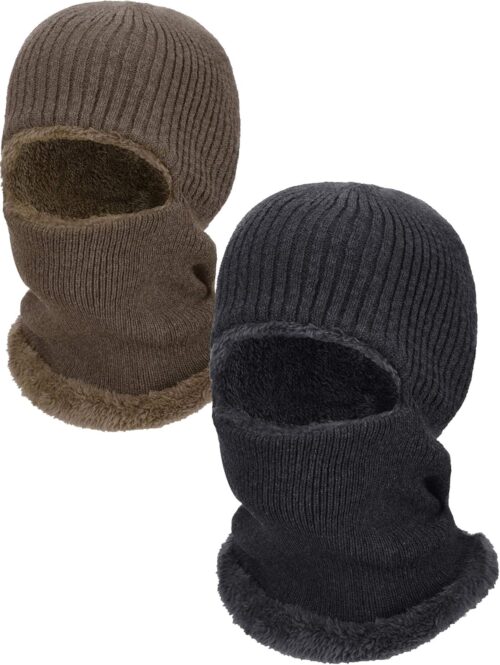 2 Pieces Winter Face Mask Ski Masks Warm Knitted Balaclava for Men Women Fleece Windproof Face Cover for Outdoor Sports