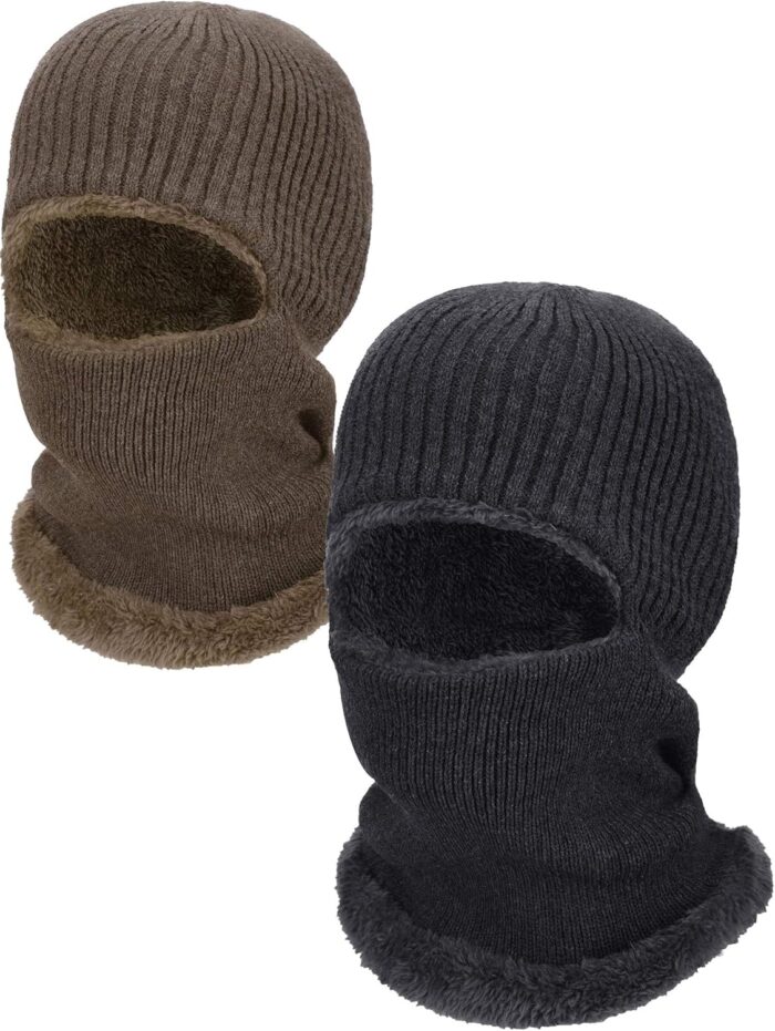 2 Pieces Winter Face Mask Ski Masks Warm Knitted Balaclava for Men Women Fleece Windproof Face Cover for Outdoor Sports