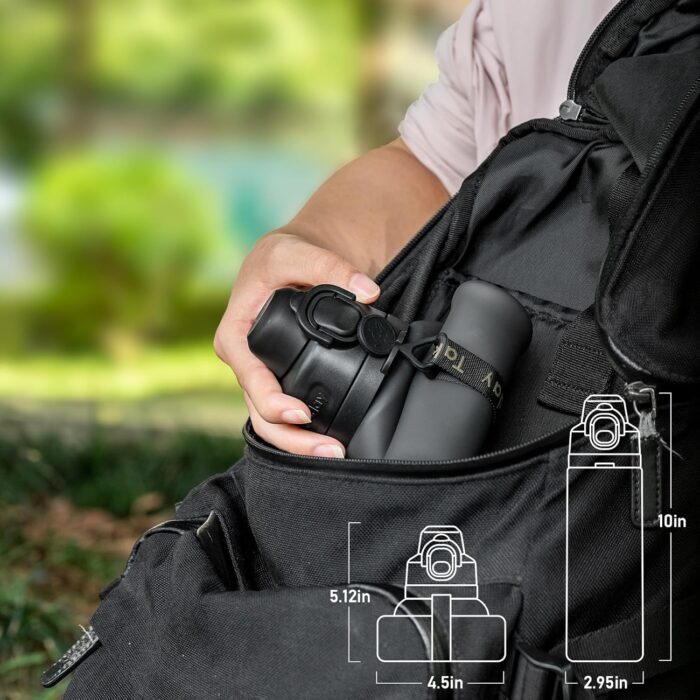 Collapsible Water Bottles 20oz, Leak Proof, BPA-Free, Foldable Silicone Travel Water Bottle with Straw Strap for Cycling, Hiking, Outdoors - Image 2