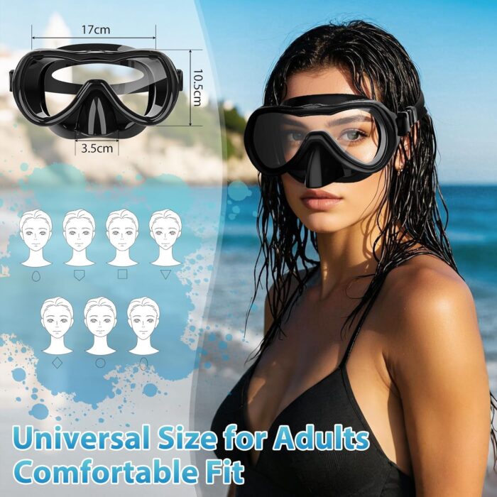 Snorkeling Gear for Adults, Snorkel Mask Set 180° Anti-Fog Tempered Glass, Food-Grade Silicone Anti-Leak Scuba Gear with Dry-Top Snorkel, Diving Mask for Snorkeling, Swimming - Image 2