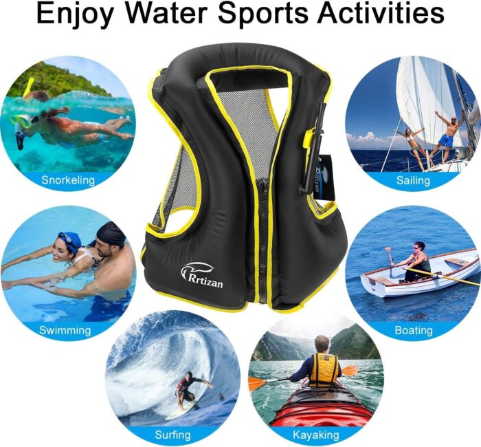 Rrtizan Inflatable Snorkel Vest for Adult, Travel Snorkeling Vest for Swimming, Snorkeling, Paddleboarding, Swim Vest Adult Suitable for 90-220lbs - Image 7