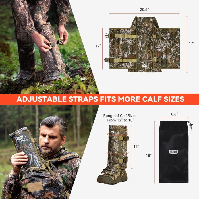 Snake Gaiters Snake Chaps, Waterproof Lower Legs Snake Guards, Snake Bite Protective Gaiters, Anti-Snake Gaiters for Men/Women, Adjustable Size for Hunting/Hiking/Farm Working - Image 2
