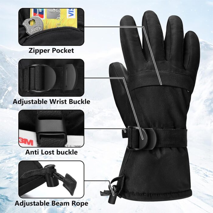 Ski Gloves, Warmest Waterproof and Breathable Snow Gloves for Cold Weather, Fits Both Men & Women,for Parent Child Kids Outdoor - Image 2