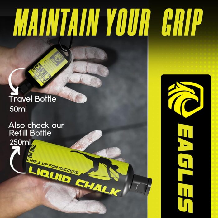 EAGLES Pro Grade Liquid Chalk 50, 120 or 280ml Mess-Free Chalk for Weightlifting, Gymnastics Rock Climbing, Dancing, Pole Grip, Sports & Workout Chalk - Sweat-Resistant and Long Lasting - Image 4