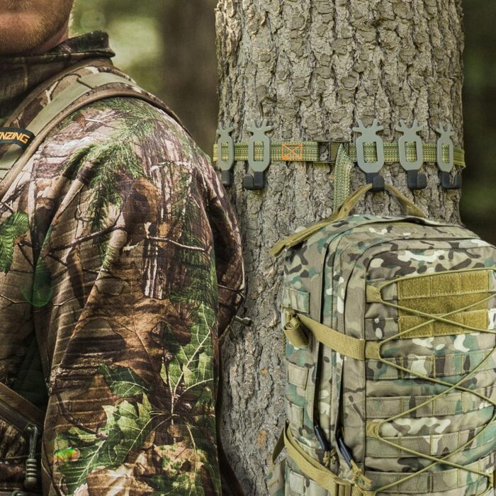 Highwild Treestand Strap Gear Hangers for Hunting Gears Bow - Multi-Hook Accessory Holder - NO Plastic Parts - ON Your Tree in Seconds - 5 Hooks Set - Image 8