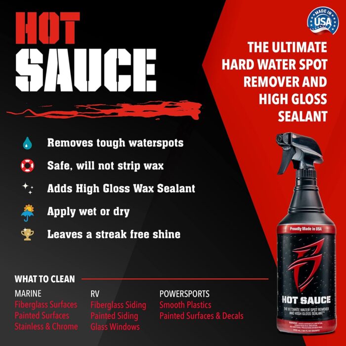 Boat Bling HS-0128 Hot Sauce Hard Water Spot Remover, Gallon Refill, for Boats, RVs, Powersport Vehicles and More, Black,1 Gallon - Image 2