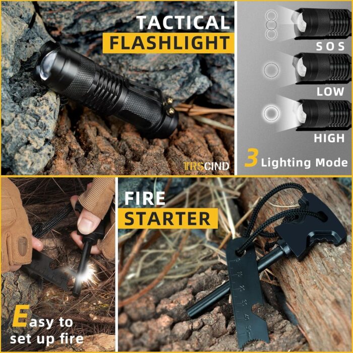 Gifts for Men Dad Husband - Fathers Day Anniversary Birthday Gifts Idea for Him Boyfriend Man - Survival Kit 14 in 1, Survival Gear and Equipment, Fishing Hunting Camping Accessories, Cool Gadgets - Image 2