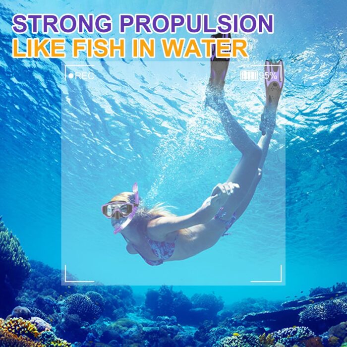 Mask Fins Snorkel Set, Snorkeling Gear for Adults, Panoramic View Diving Mask Anti-Fog, Anti-Leak, Dry Top Snorkel and Dive Flippers with Travel Bag for Snorkeling Swimming - Image 7