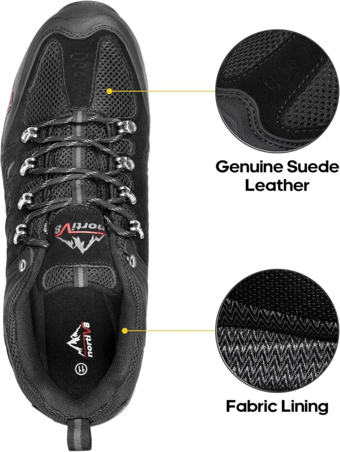 NORTIV 8 Men's Waterproof Hiking Shoes Leather Low-Top Hiking Shoes for Outdoor Trailing Trekking Camping Walking Quest - Image 5