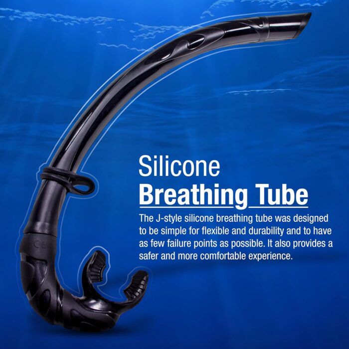 Freediving Snorkel - Flexible Roll Up Snorkel with Compact Storage Case - Scuba Gear for Scuba Diving, Freediving, Spearfishing & Snorkeling - Collapsible Silicone Folding Snorkel Tube - Image 2