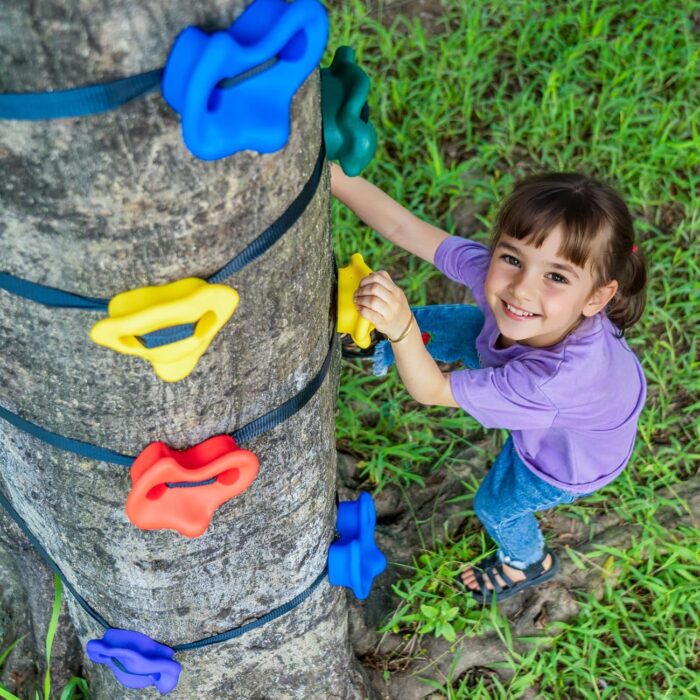 VEVOR Ninja Tree Climbing Kit, 20 Rock Climbing Holds & 6 Ratchets, Large Climbing Rocks for Kids & Adults Outdoor Backyard Ninja Tree Obstacle Course Training - Image 8
