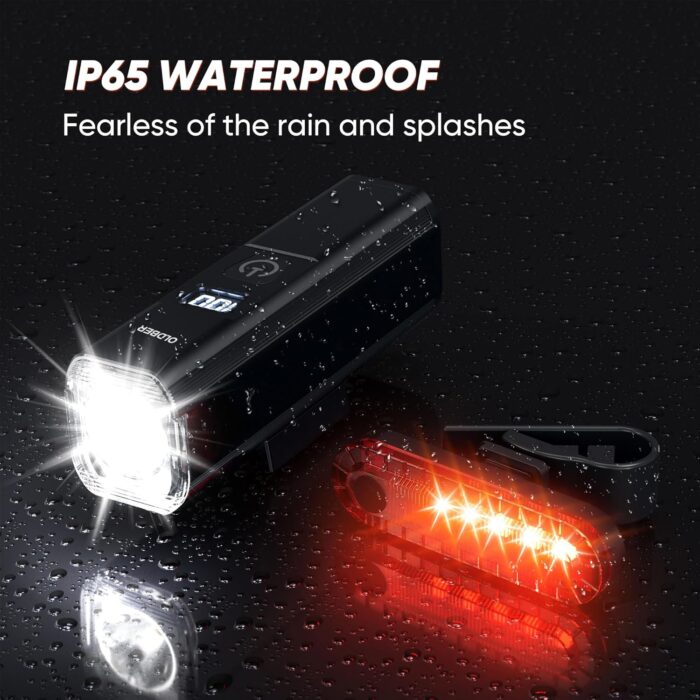 2025 New Bike Lights for Night Riding, Aluminum 1200 Lumens Rechargeable Super Bright Bicycle Headlight and Back Taillight, Waterproof LED Display 6+4 Modes Bicycle Lights Sets - Image 6