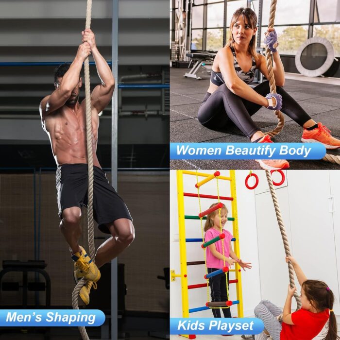 Climbing Rope 1.5 Inch Diameter 10FT 15FT 20FT 25FT 30FT 35FT Gym Climbing Rope for Fitness & Strength Training, Workout Exercises Climbing Rope for Adults Kids Outdoor or Home Indoor - Image 9