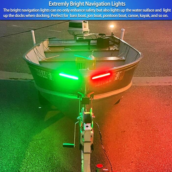 LED Navigation Light, Red and Green Marine Lights for Boats, Bow Lights for Night Fishing and Boating - Image 5